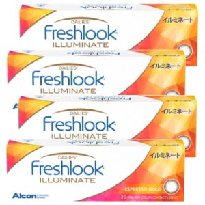 フレッシュルック デイリーズ イルミネート エスプレッソゴールド 30枚入り 4箱 1日使い捨て 1...