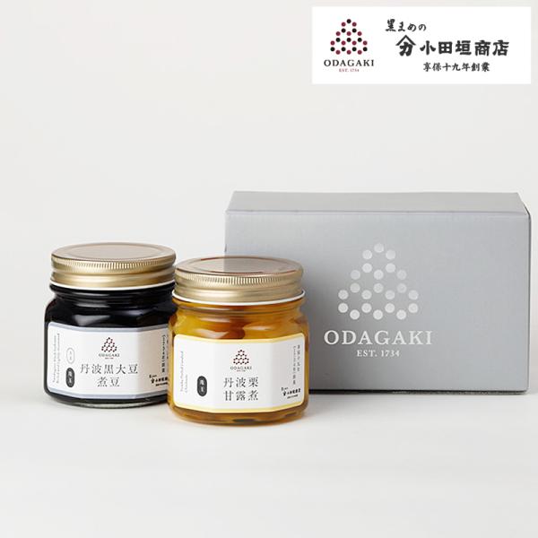 黒豆 丹波 丹波黒大豆煮豆 栗甘露煮 中ビン詰合せ 2本セット (化粧箱入り) 国産 贈答 ギフト ...