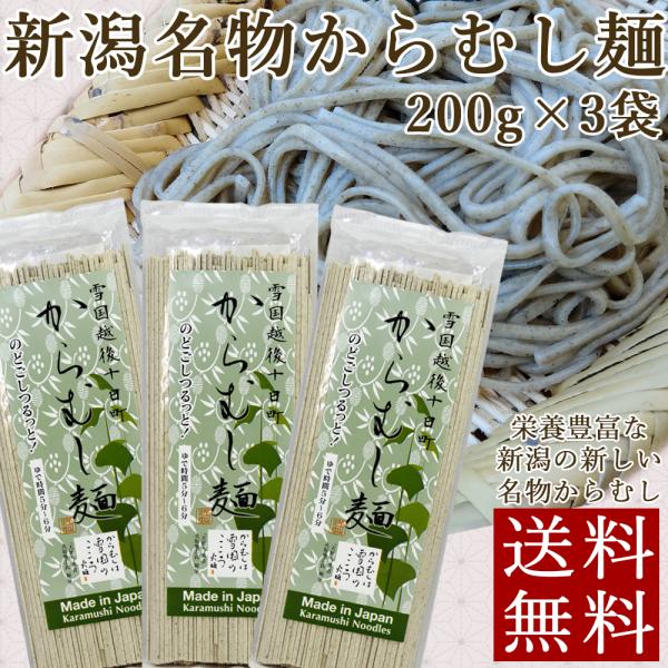 うどん 乾麺 新潟名物 からむし麺 200g×3袋 送料無料 ポイント消化 paypay消化