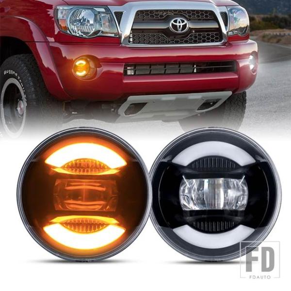 【並行輸入品】2X フロント LED DRL フォグランプ ドライビングランプ ホワイトアンバー タ...