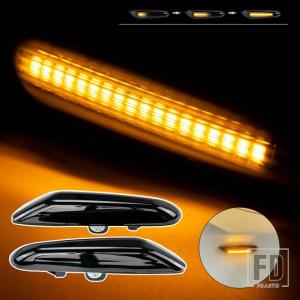 【並行輸入品】BMW 2X ダイナミック流れるスイープ LED サイドマーカーウィンカーライトアンバー E60 E61 E90 E91 E87 E81 E84 E88 E92 E93 E82 1 3 5 X1