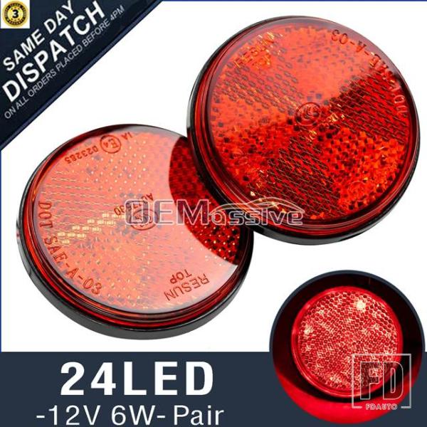 【並行輸入品】2X LED 12V ブレーキストップライトテールドライビングラウンドテールライトレッ...