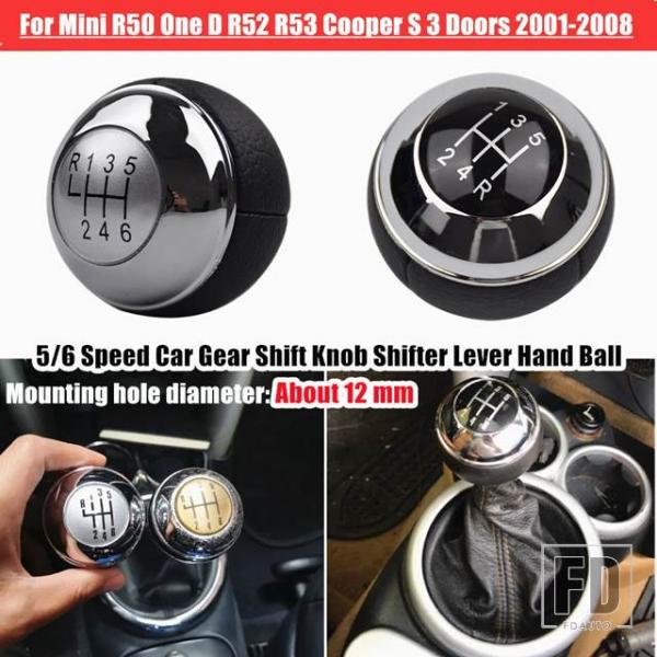 【並行輸入品】マニュアル 5速 6 ギアシフトノブシフターレバー PU レザークロームミニ R50 ...