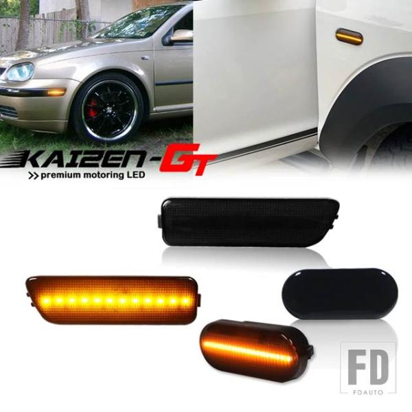 【並行輸入品】VW スモークレンズ アンバー LED フロントバンパー/フェンダー サイドマーカーラ...