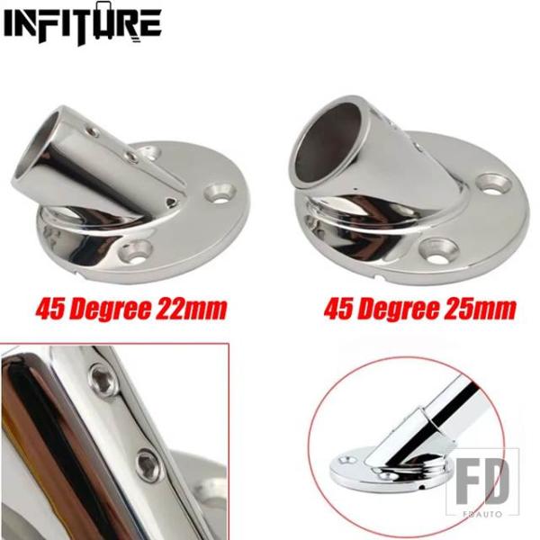 【並行輸入品】22/25mm 45度ラウンドチューブベースハンドレール手すりパイプマリン316ステン...