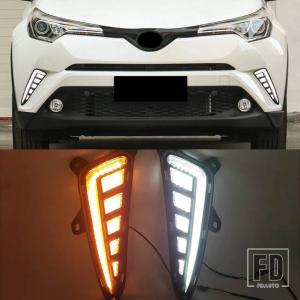 【並行輸入品】C-HR CHR 2016-2019 1ペア LED DRL デイタイムランニングライト ダイナミックイエローウィンカーフォグランプ付き