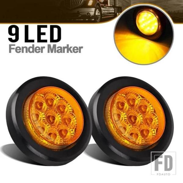 並行輸入品 トラック用丸型LEDサイドマーカーライト2個 2インチ 12V トレーラーサイドクリアラ...