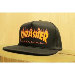 THRASHER (スラッシャー,フレイムロゴ,キャップ) FLAME LOGO STRUCTURED SNAPBACK BLACK｜oddball-skate-snow