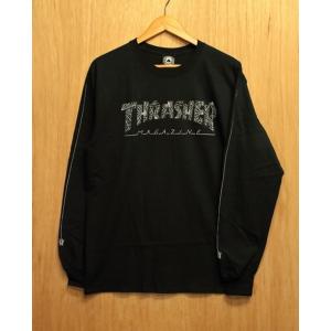 THRASHER (スラッシャー,ロンT) WEB L/S TEE black｜oddball-skate-snow