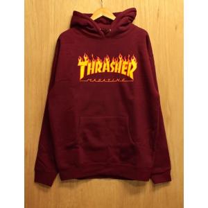 THRASHER (スラッシャー,パーカー,フレイムロゴ) THRASHER FLAME LOGO HOOD maroon｜oddball-skate-snow