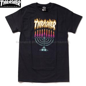 THRASHER MENORAH S/S TEE black スラッシャー Tシャツ｜oddball-skate-snow