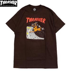 THRASHER NECKFACE INVERT S/S TEE brown スラッシャー ネックフェイス Tシャツ｜oddball-skate-snow