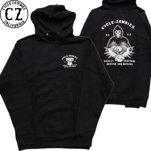 CYCLE ZOMBIES REPAIR MAN PULLOVER HOODIE black サイクルゾンビーズ スウェットパーカー プルオーバー｜oddball-skate-snow