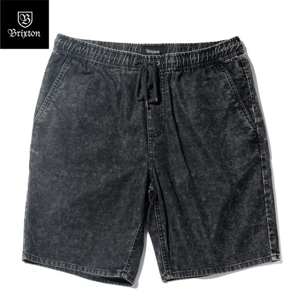 BRIXTON MADRID II HEMMED SHORT black acid wash ブリク...