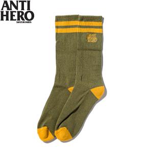 アンタイヒーロー 靴下 ANTI HERO BLACKHERO OUTLINE SOCK olive/orange｜oddball-skate-snow