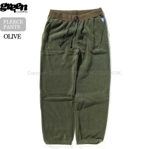 GREEN CLOTHING FLEECE PANTS Olive グリーンクロージング フリースパンツ｜oddball-skate-snow