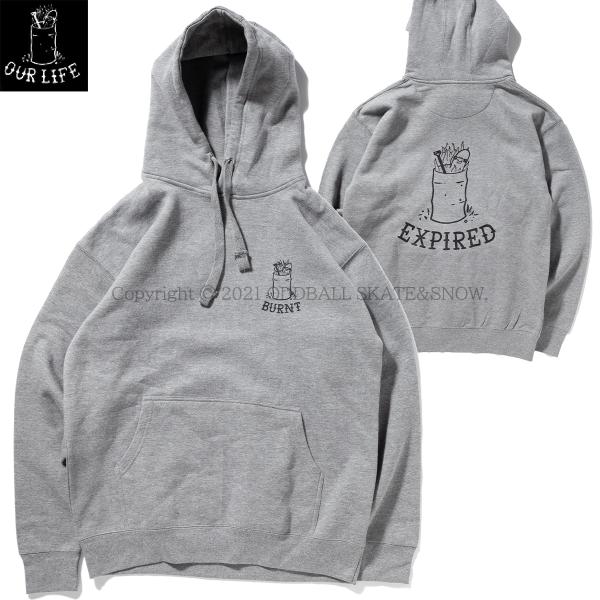 OUR LIFE BURNT HOODIE heather grey アワーライフ スウェットパーカ...