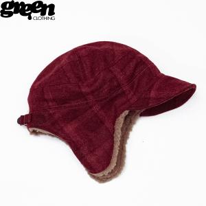 GREEN CLOTHING グリーンクロージング BOA CAP burgundy check ボアキャップ｜oddball-skate-snow