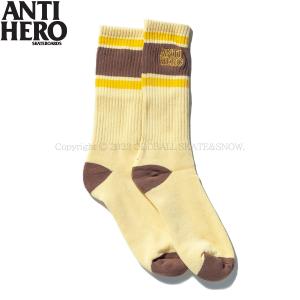 アンタイヒーロー 靴下 ANTI HERO BLACK HERO OUTLINE SOCK CREAM/BROWN/GOLD｜oddball-skate-snow