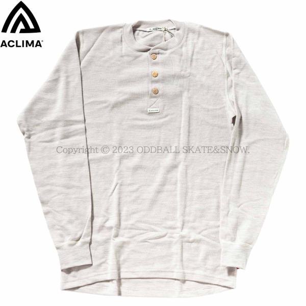 ACLIMA WarmWool Granddad Shirt Beige Melange MEN&apos;S...