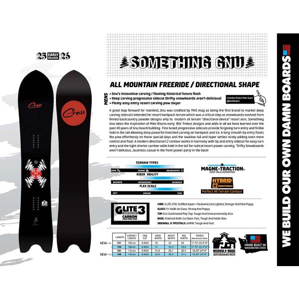 25-26 正規品 GNU SOMETHING GNU グヌー スノーボード フリーライド パウダー...
