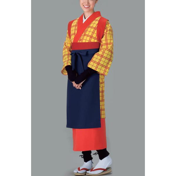 茶摘み衣装 衽付長半纏仕立て上がり 早乙女衣裳 あまちゃん 茶摘み 着物 絣柄 農作業 田植え お茶...