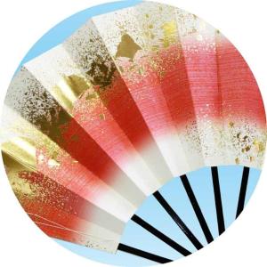 舞扇子 踊り用 扇子 黒塗骨 ぼかし 金砂子 ...の詳細画像2
