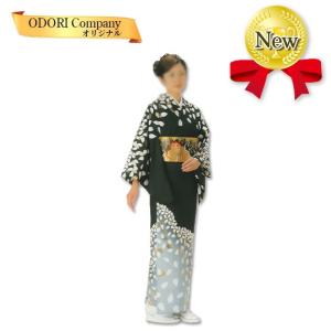 踊り用 着物 舞踊 絵羽 袷仕立て フリーサイズ 仕立て上がり 黒 赤