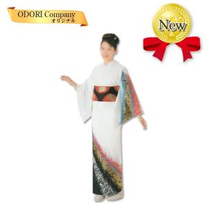 踊り 着物 舞踊 絵羽 反物 白地 金 銀 赤 当店限定商品｜odori-company