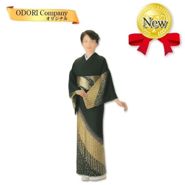 踊り 着物 舞踊 絵羽 反物 黒地 金 時雨砂子 当店限定商品