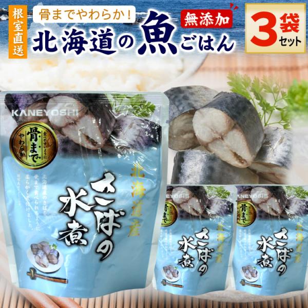 常温保存OK 骨まで食べられる 北海道産 無添加 煮魚 さばの水煮 ３袋セット 時短 おかず 備蓄 ...