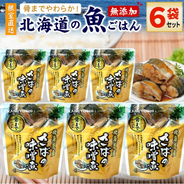 常温保存OK 骨まで食べられる 北海道産 無添加 煮魚 さばの味噌煮 ６袋セット 時短 おかず 備蓄...