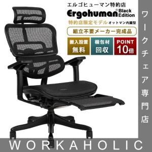 エルゴヒューマン プロ Black Edition ブラックエディション オットマン内蔵型 特約店限定モデル・メーカー組立済完成品 ヘッドレスト付（ブラック粉体塗装）