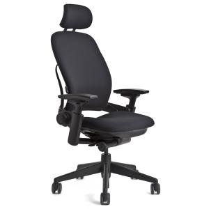 Steelcase  Leap リープチェア／ヘッドレスト付／ブラックフレーム／背・座クロスカラー：ブラック(Buzz2)／ランバーサポート調節機能付／USモデル｜of9