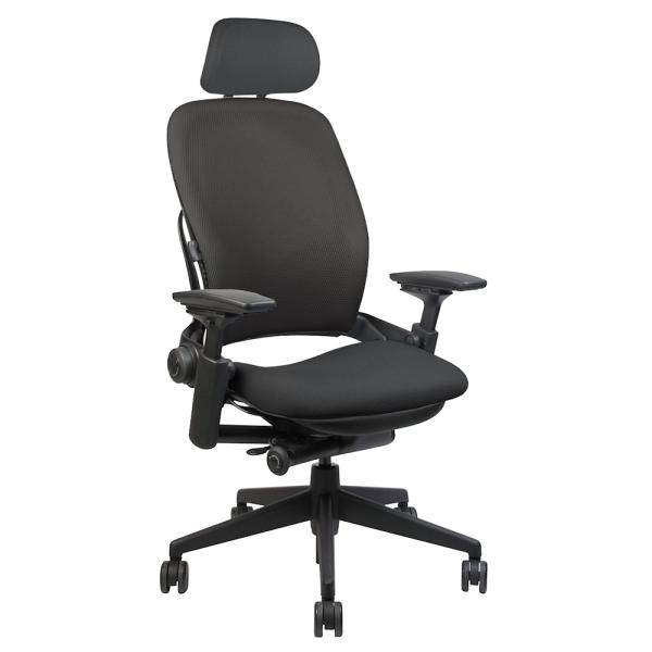 Steelcase Leap リープ/ヘッドレスト付/ブラックフレーム/背:3Dニット/座:クロス(...