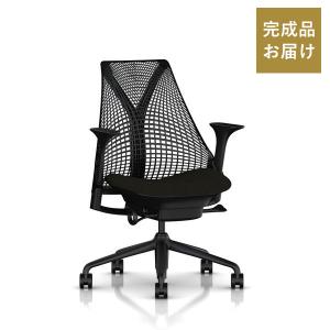 Herman Miller セイルチェア（SAYL）サスペンションミドルバック／高さ調節アーム付／シートカラー・背：ブラック／座：ブラック／ベース・フレーム：ブラック