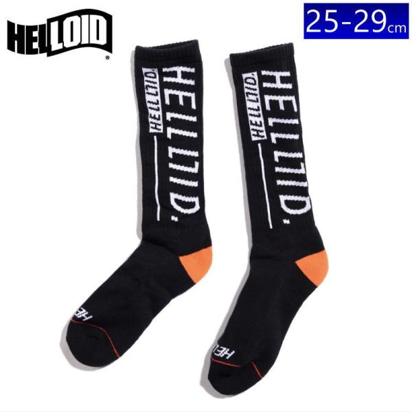 ●[M/L(25-29cm)]24 HELLOID SOCKS LOGO カラー:BLACK メンズ...