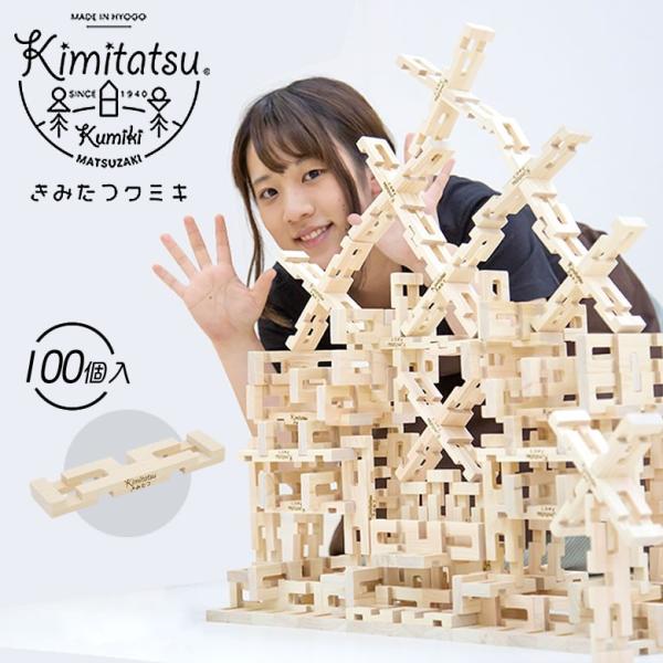 きみたつクミキ 100個入 Kimitatsu 木のおもちゃ 組み木 知育玩具 知恵 脳トレ 教育 ...