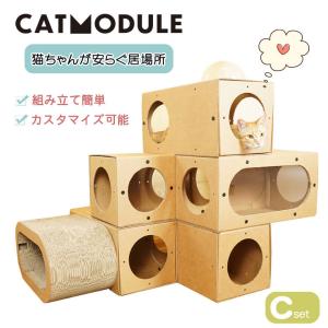 CATMODULE キャットモジュール Cセット 猫 ネコ ねこ ダンボール キャットハウス ドーム 家 ハウス おうち 組み立て 簡単 習性 シンプル コミュニケーション｜offer1999
