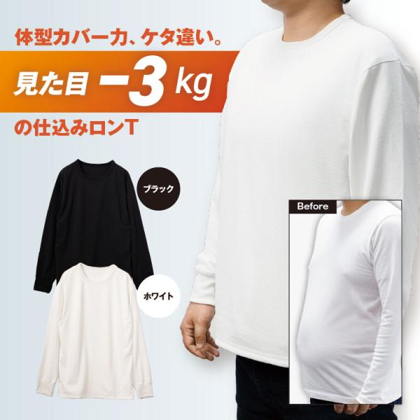 puttyサイズ交換無料 体型カバー ロングTシャツ 長袖 メンズ 大きいサイズ 乳首 透けない 浮...