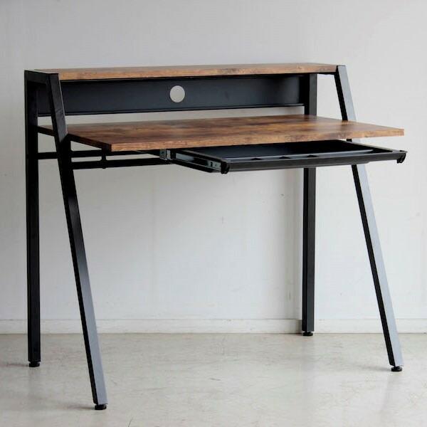 パソコンデスク 古木風 ビンテージ レトロ ワークデスク 幅96cm リグナ ブラウン 東馬 在宅勤...