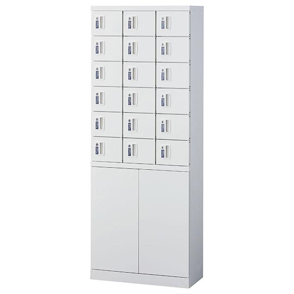 生興 小物入ロッカー 3列6段 18人用 内筒交換錠 W600×D300×H1600 ホワイト KL...