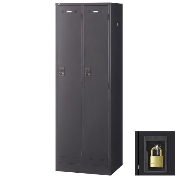 ロッカー 更衣室 スチール SLDKロッカー 2人用 南京錠 ブラックサテン SLDK-2-N 生興