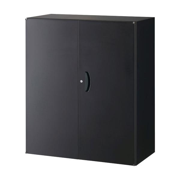 スチール書庫 鍵付 両開き書庫 上下兼用 ブラック RK45-10H スチール製 W900 黒 書類...