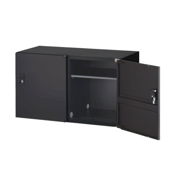 スチールロッカー 鍵付 2人用パーソナルボックス ダイヤル錠 上下兼用 ブラック RK45-N205...