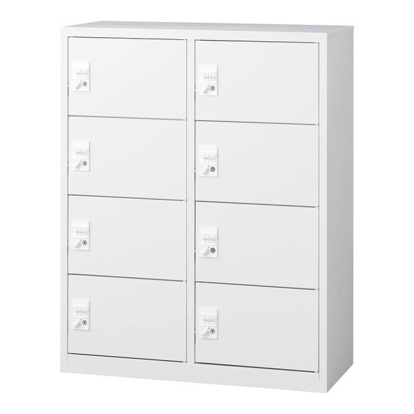 ロッカー 8人用 ミニ 8扉 ダイヤル錠 鍵付 H1110mm ホワイト ALZ-PL34-8 スチ...