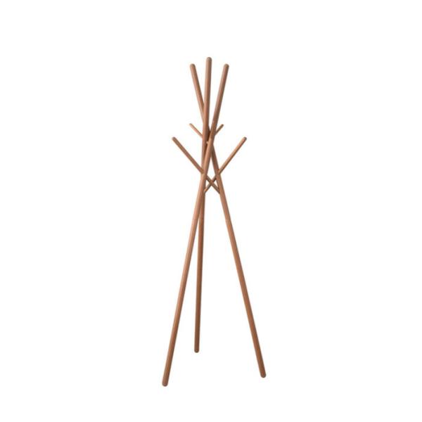 ポールハンガー スリム 木製 コートハンガー ブラウン W57.5 D57 H174 ねじ込み式 T...