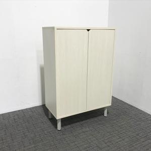【未使用】スマイル オフィスバーガー 木製ストレージ 3段 両開き書庫 ホワイトオーク DE-SIGN監修 幅900×奥行450×高さ1350 CR-873067S