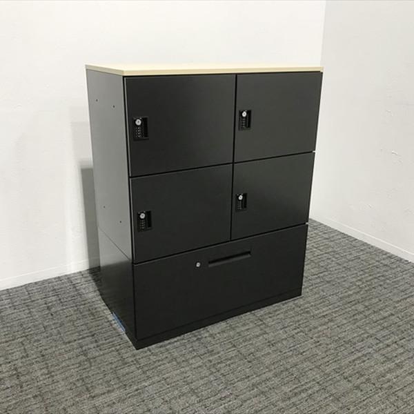 上下書庫 1段ラテラル 4人用パーソナルロッカー 2列2段 ダイヤル式 天板付 内田洋行 ウチダ ブ...