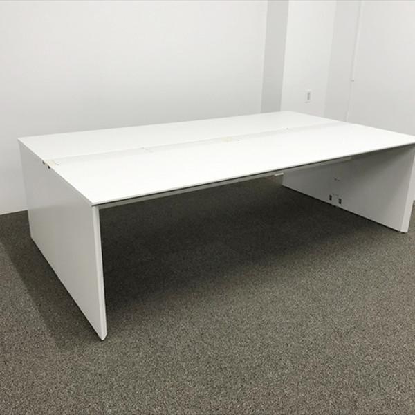 イナバ フリーアドレスデスク フレイ 2枚天板 両面タイプ W2400 スノーホワイト 中古 DF-...